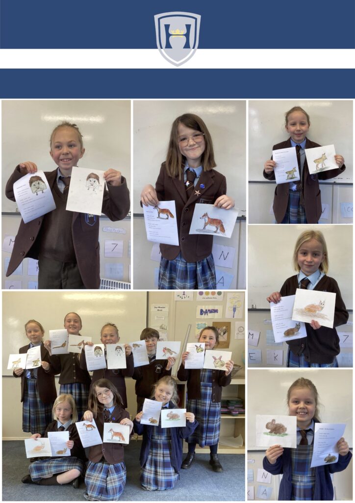 Year three and four students with their verb poems